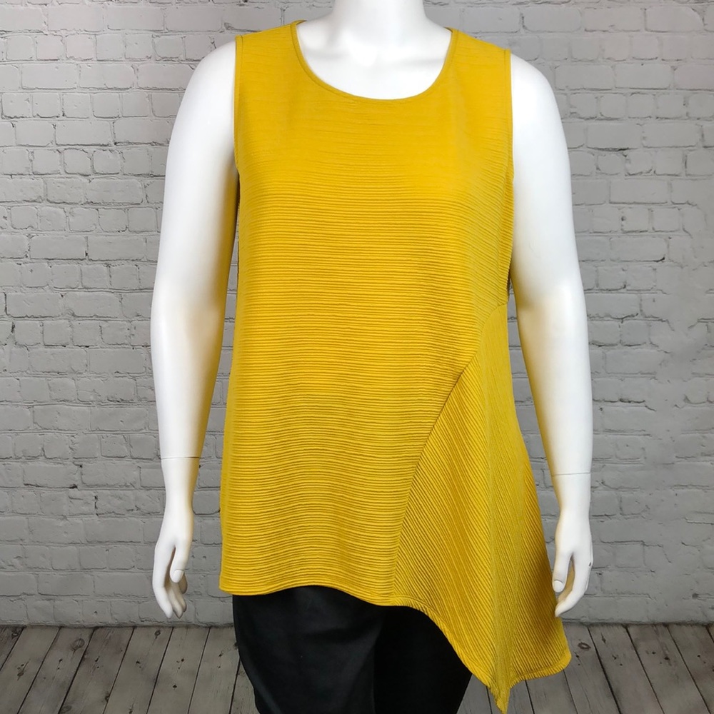 Only Size 2X Left! Alfani Golden Yellow Asymmetrical Tank Top Plus Size - Picture 2 of 5
